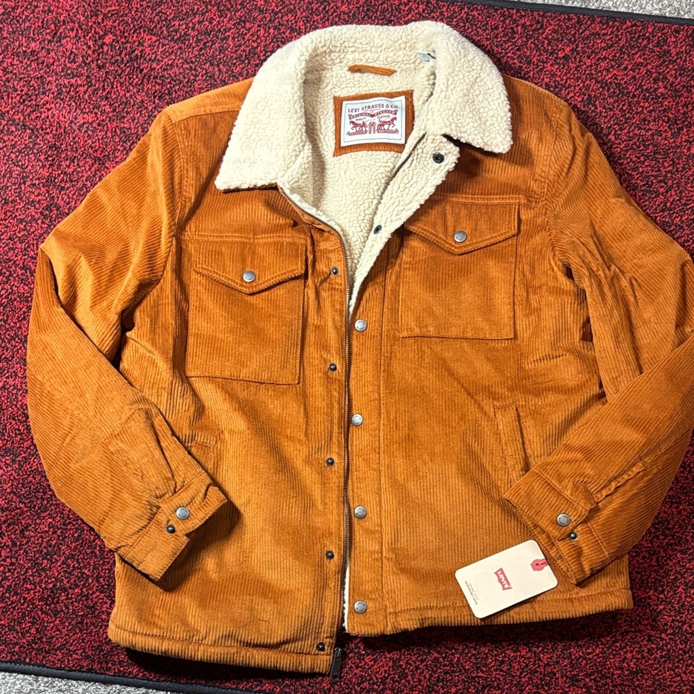 Levi's Men's Rust Corduroy Jacket with Sherpa Lining